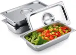 GN Behälter mit Deckel 1/3, 32,5x17,5x6,5CM Stapelbar Panierschalen Set 3-Teilig, Langlebig Gastro Edelstahl Behälter mit Deckel (Dicke 8mm), Rostfestigkeit Panierstrasse für Panieren, Marinieren