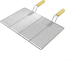BBQ Grillrost Eckig 54x34cm aus Hochwertigem Edelstahl mit Handgriffen für Gasgr