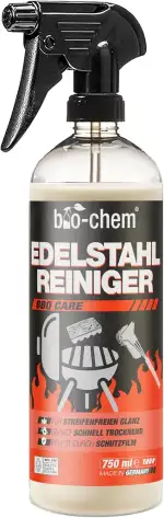 bio-chem Edelstahlreiniger - 750 ml - Pflegespray für Küche, Haushalt und Grill aus Edelstahl, Aluminium sowie Chrom - Edelstahlpflege für strahlenden Glanz