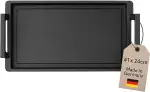 Lieblingspfanne Teppanyaki Grillplatte 41x24 cm I mit Seitengriffen I glatte antihaftbeschichtete Plancha aus Aluminium Guss für alle Herdarten inkl. Induktion & Backofen