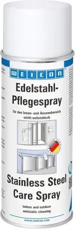 WEICON Edelstahlpflege-Spray 400 ml | Effektiver Edelstahlreiniger von metallischen Oberflächen | antistatisch & matt