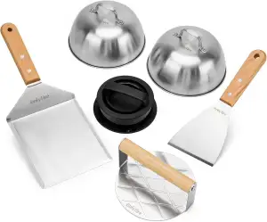 Onlyfire Smash Burger Set, 6-Teilig Grillwerkzeug Set, inkl. Runder Burgerpresse