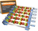 Professional Grillspieße Edelstahl-Set, Schaschlikspieße edelstahl und Spieße Rack,Grill geschenke für Männer