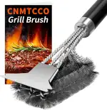 Grillbürste,CNMTCCO 3-in-1Edelstahl Bürste Grill,Ausgestattet mit Einer extra Langen Reinigungsbürste,Abstreifer und PP Wärmedämmung Griff für Gasgrill,Holzkohlegrill,Kugelgrill und Grillrost