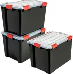 Iris Ohyama Luftdichte Kunststoff-Aufbewahrungsboxen mit Deckels, 70L, 3er-Set, Schwarz, Hermetischer wasserdichter Verschluss, Robuste Schnappverschlüsse, Stapelbar, Staubschutz, BPA-frei, DDAT-LD