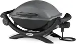 Weber Q 1400 Elektrogrill/Tragbarer Stadtgrill, Porzellanemaillierter Gusseisenrost, Schnellheizelement, 43 x 32 cm Grillfläche, Abnehmbare Auffangschale, 1,8 m Netzkabel, Schwarz