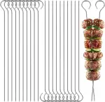 elzle 20 Stück Grillspieße Edelstahl, 25cm Wiederverwendbare Edelstahl Schaschlikspieße BBQ Grill Spieße für Fleisch Gemüse Lagerfeuer & Grillpartys