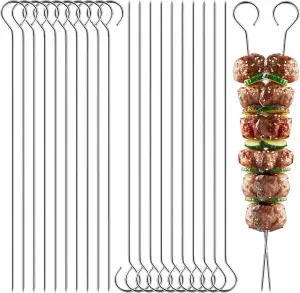 elzle 20 Stück Grillspieße Edelstahl, 25cm Wiederverwendbare Edelstahl Schaschli