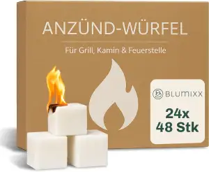 Blumixx Anzündwürfel – 24 Pakete = 1152 Würfel, Grillanzünder, Kaminanzünder und