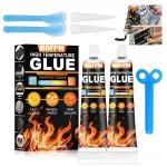 Hochtemperaturkleber, Hitzebeständiger Kleber, Schwarz Feuerfestes Silikon, Dichtschnurkleber über 600°C, Schamottkleber, Ideal für Backöfen Glas, Kaminen, Auto, Keramik, Herd, Auspuff