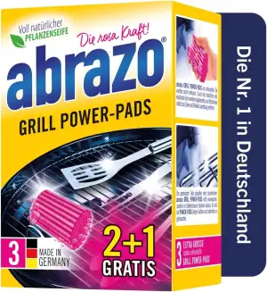abrazo Grill Power-Pads - 3 Grillreiniger, Fettlöser mit antibakterieller Seife,