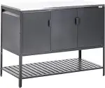 Beliani Outdoor-Küchenschrank Stahl schwarz mit Edelstahlplatte Silber modern Maenza