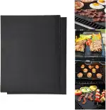 Grillmatte, Grillmatte, für Grill und Ofen, hitzebeständig bis 300 bis 500 Grad, 40 x 33 cm, antihaftbeschichtete Grill-Blätter, wiederverwendbar, 2 Stück
