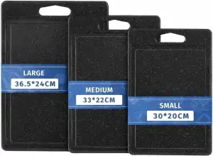 Schneidebrett Set 3-teilig Granitoptik, 100% Rutschfeste Aufkleber und Saftkanal
