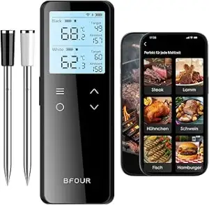 BFOUR BF-80 Fleischthermometer kabellos mit Bluetooth und WLAN, Grillthermometer