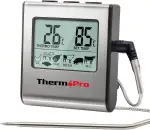 ThermoPro TP16 Digitales Bratenthermometer Ofenthermometer Fleischthermometer Grillthermometer Küchen Thermometer mit Timer für BBQ, Grill, Smoker