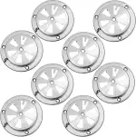 8 Stück Edelstahl Rund Lüftungsrosette, Silber Rundlüfter Verschließbar Lüftungsschieber, Grill Lüftungsblech Kiemenlüfter für Gasofen Feuertonne Grillparty Hütte Hühnerstall, innen und außen