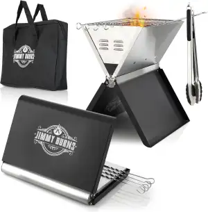 JIMMY BURNS Campinggrill Holzkohle Edelstahl | [Notebook Design] | für 2-4 Perso