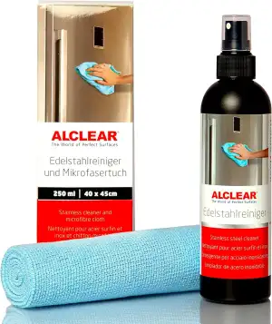 ALCLEAR 721ER Edelstahlreiniger Set + Mikrofasertuch - Reiniger für Edelstahlflä