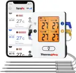 ThermoPro Bluetooth 5.0 Digital Bratenthermometer Grillthermometer Funk Fleischthermometer mit 4 ...