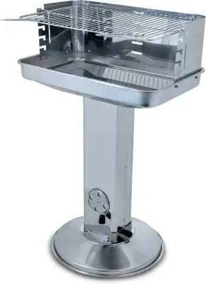 ACTIVA Edelstahl Holzkohle Säulengrill "Pisa" mit 54 x 34 cm großen verchromten,