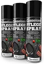 Oputec 3 x 500ml Gusseisen-Pflegespray - Ideales Grillzubehör zum Schutz & der Pflege von Gussros...