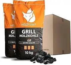 HEIZFUXX Holzkohle 10kg x 2 Sack 20kg 1 Paket Grillkohle Grillholzkohle Kohle Hartholz BBQ Für Gastr