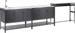 Beliani Outdoor-Küchenschrank 3-teilig Stahl schwarz mit Spüle Bartisch Edelstahlplatte Silber Ma...