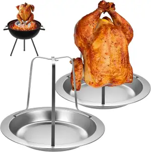 2 Sets Hähnchenbräter, Edelstahl Hähnchengrill, Vertikal Hähnchen Ständer, BBQ H