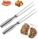 2 Stück Fleischgabel Edelstahl, Tragbar Fleischgabel mit Griff, Fleisch- und Tranchiergabel aus Edelstahl, Servier Grillgabel für Grillen Tranchieren Küche Truthahn Braten Abendessen