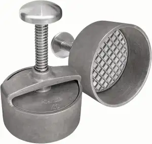 Profi Burgerpresse Hamburgerpresse Ø 100 mm Aluminium - Pattyauswerfer Anti-Haft-Prägung | Alugus...