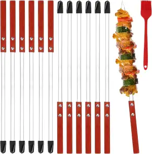 GROOFOO Grillspieße Edelstahl 12 Stück – 40 cm lange flache Schaschlikspieße, wi
