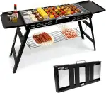 Holzkohlegrill Klappgrill Tragbarer Grill Holzkohle Aufklappen BBQ Grills Gartengrill für Outdoor-Abenteuer, Picknicks und Camping, Grillrostfläche 75 x29,5 cm