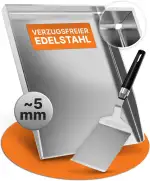 AMZBBQ® Premium Plancha Set - 40 x 30 cm - ca. 5 mm massiver Edelstahl - 20% stärker als herkömmliche Planchas - Grillplatte für Gas & Kohlegrill - Grillzubehör Geschenk für Männer inkl. Grillspachtel