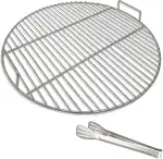 Runde 304 Edelstahl Grillroste mit Grillzange, 44.5 cm Durchmesser, passend für Weber 47cm Kugelgrill, Holzkohle Grill, tragbares Grillzubehör