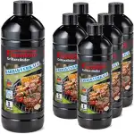 FLAMMBURO | Grillanzünder flüssig 6 x 1 L | DIN EN 1860-3 Zertifiziert | Made in Germany mit Kindersicherheitsverschluss | Für Holzkohle und Briketts