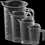 Messbecher Set 4-teilig, Transparent Mit Griff, 50ml 100ml 250ml 500ml, Hitzebeständig Präzisionsgefäße für Labor, Küche, Garten und Reiniger
