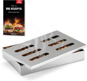 Räucherbox - Edelstahl Smoker Box + E-Book mit leckeren Rezepten - BBQ Food Smok