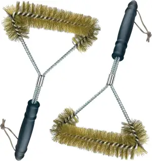 2 Stücke 12 zoll/30.5 cm Grillbürste, mit Messingborsten aus, Dreieckig 360° Reinigung, Verbrühungshemmender Kunststoffgriff, Grill-Zubehör für Grillrost,Gasgrill, Holzkohlegrill