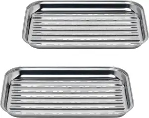 BBQ Grillschalen 2er Set - Edelstahl Grillkorb Gemüse - Grillschale Außenbereich