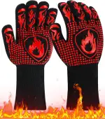 Grillhandschuhe Hitzebeständig Ofenhandschuhe hitzebestaendig bis 800 Grad Topfhandschuhe Feuerfeste Kochhandschuhe Backhandschuhe BBQ Handschuhe zum Indoor Outdoor Backen, Kochen, aus Aramid