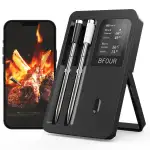 BFOUR Fleischthermometer Kabelloses mit 2 Sonden,Bluetooth Grillthermometer mit Smart Base, LCD-Display, APP-Steuerung, Bratenthermometer digital für Ofen, Grill,Räucherofen,Upgrade Ver.