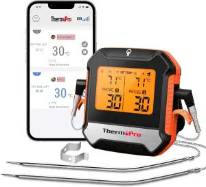 ThermoPro Bluetooth Fleischthermometer mit 2 Sonden, Digitales Grillthermometer 