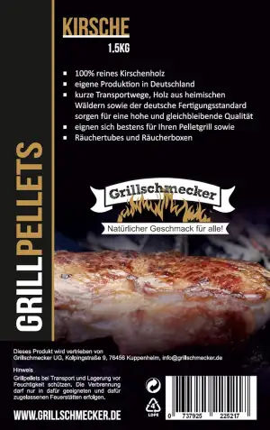 Grillpellets Kirsche 15 kg - Holzpellets aus Kirschholz für Grill, Pelletofen & 