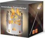 Gartenfackel für draußen Motiv Drache 2X Brennelemente - Holzspäne mit Wachs - Schwedenfackel Pelletfackel Feuersäule Flammschalen Wachsfackel Gartenleuchte