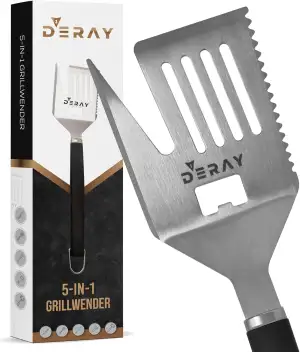 Grillspatel 5 in 1 Multifunktionales Grillzubehör fürs Grillen aus Edelstahl, Gr
