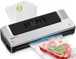 Bonsenkitchen Vakuumiergerät, Vakuumierer Folienschweißgerät für Sous Vide Kochen und Lebensmittel Bleiben bis zu 6x Länger Frisch, 5 Vakuumbeutel Inklusive (Sliber)