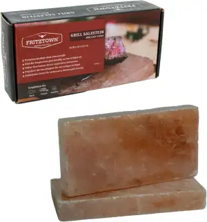 Deluxe Grill Salzstein - 2er Set 20x10x2,5 cm - Feiner Geschmack durch Kristalls