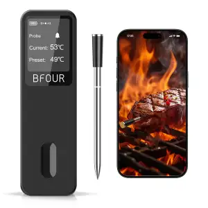 BFOUR BF-30 PRO Fleischthermometer kabelloses, Bluetooth Grillthermometer mit App-Verbindung,LCD-...