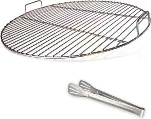 304 grillrost Edelstahl rund mit Griff, 54.5 cm Durchmesser für 57 cm Holzkohleg